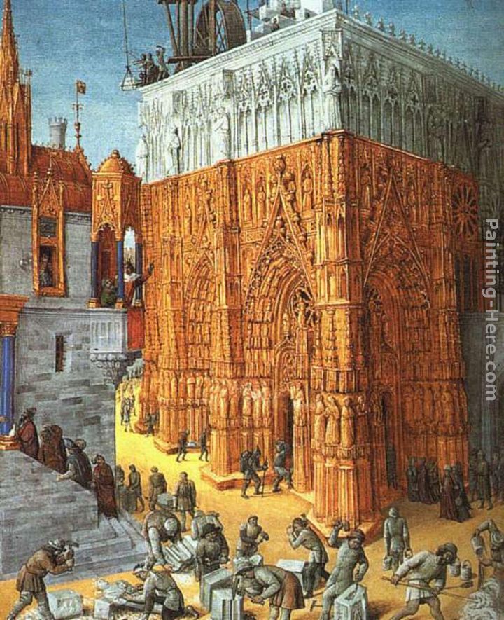 The Building of a Cathedral painting - Jean Fouquet The Building of a Cathedral art painting